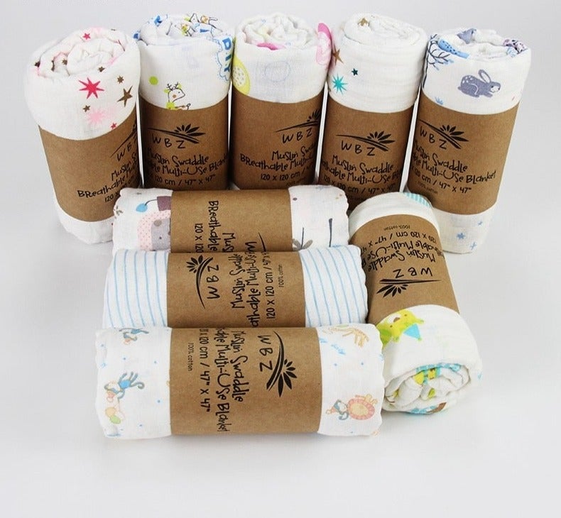 100% Cotton Baby Muslin Multipack Wraps Blanket & Swaddling Best Nappy Bags