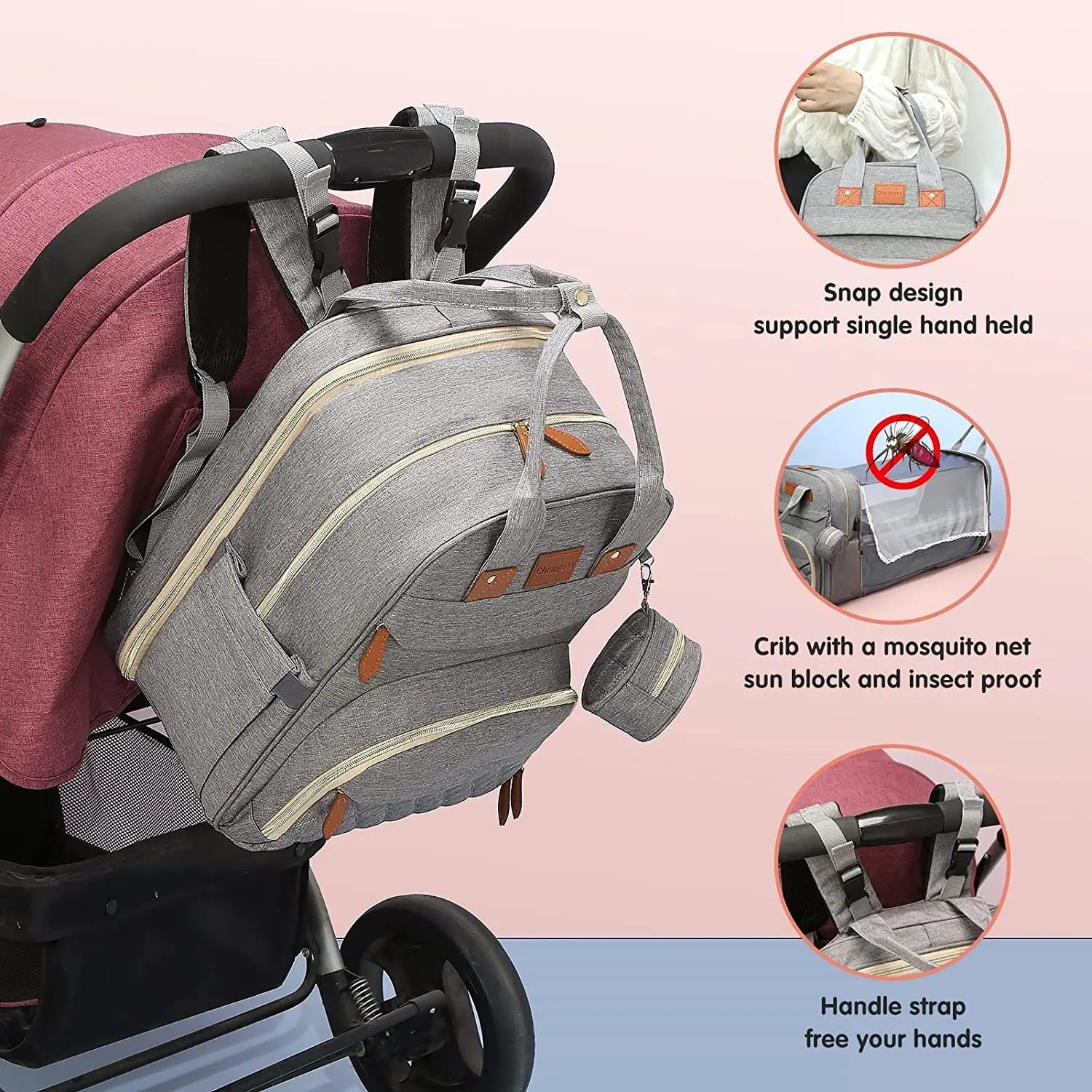 3-in-1 Nappy Bag Backpack with Cot Diaper Bags Best Nappy Bags