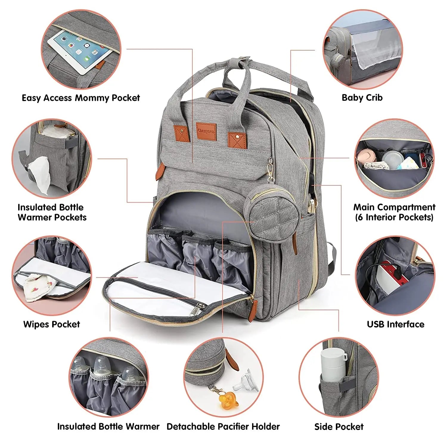 3-in-1 Nappy Bag Backpack with Cot Diaper Bags Best Nappy Bags
