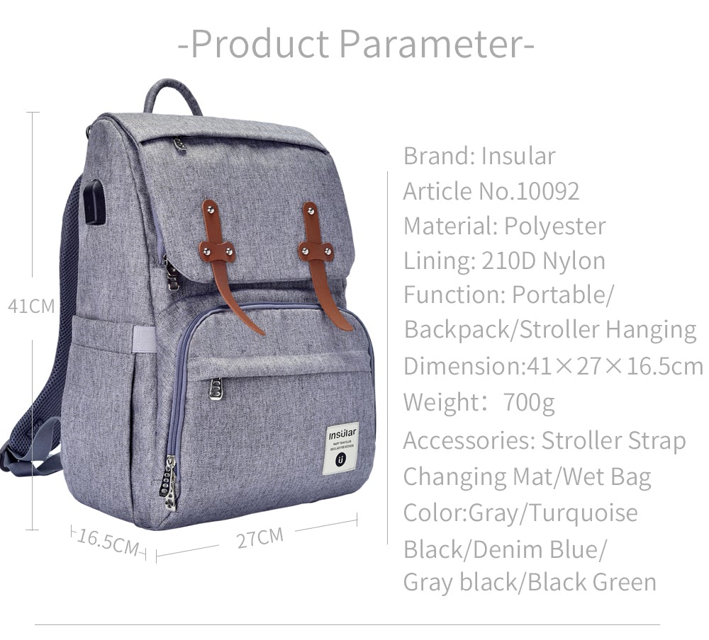 Front Straps Style Waterproof Nappy Backpack Diaper Bags Best Nappy Bags