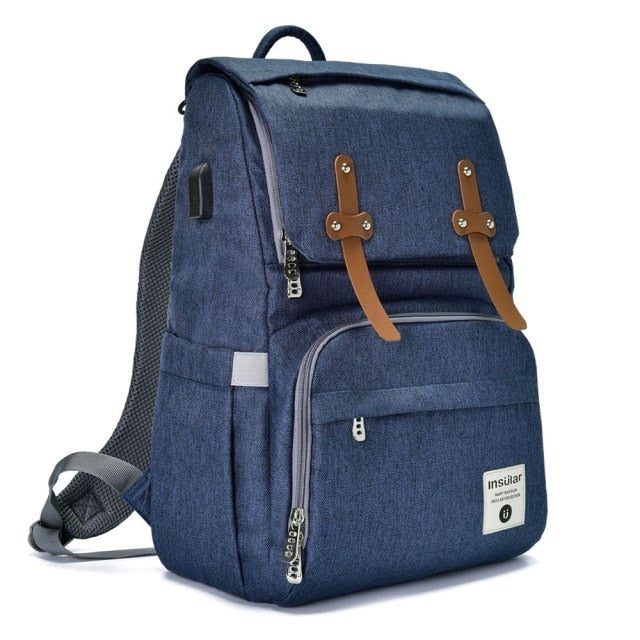 Front Straps Style Waterproof Nappy Backpack Diaper Bags Best Nappy Bags Blue