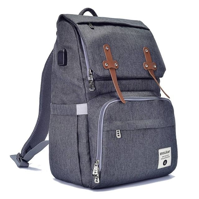 Front Straps Style Waterproof Nappy Backpack Diaper Bags Best Nappy Bags Dark Grey