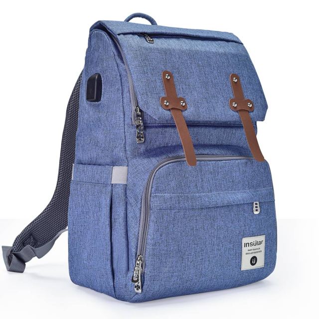 Front Straps Style Waterproof Nappy Backpack Diaper Bags Best Nappy Bags Denim Blue