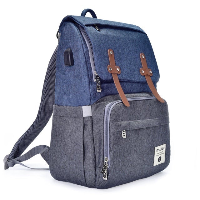 Front Straps Style Waterproof Nappy Backpack Diaper Bags Best Nappy Bags Grey Blue
