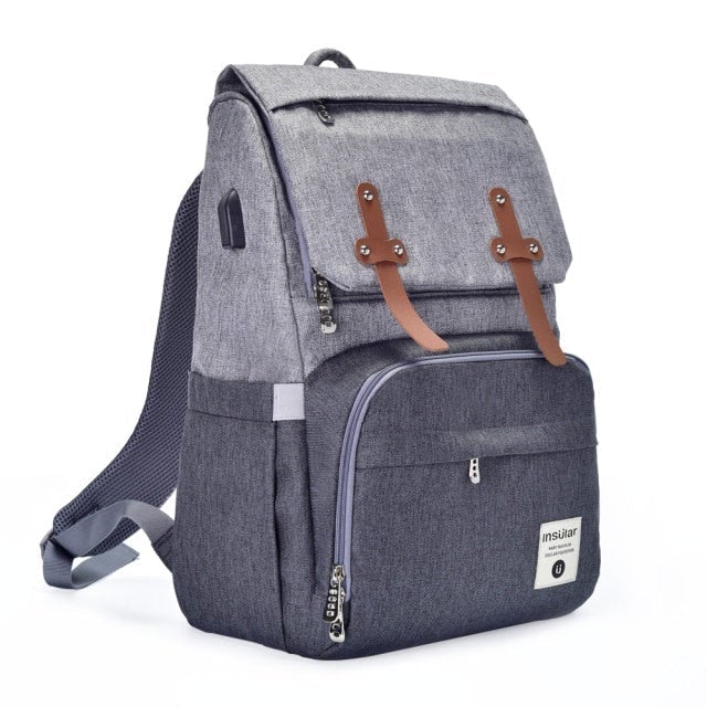 Front Straps Style Waterproof Nappy Backpack Diaper Bags Best Nappy Bags Grey Dark Grey