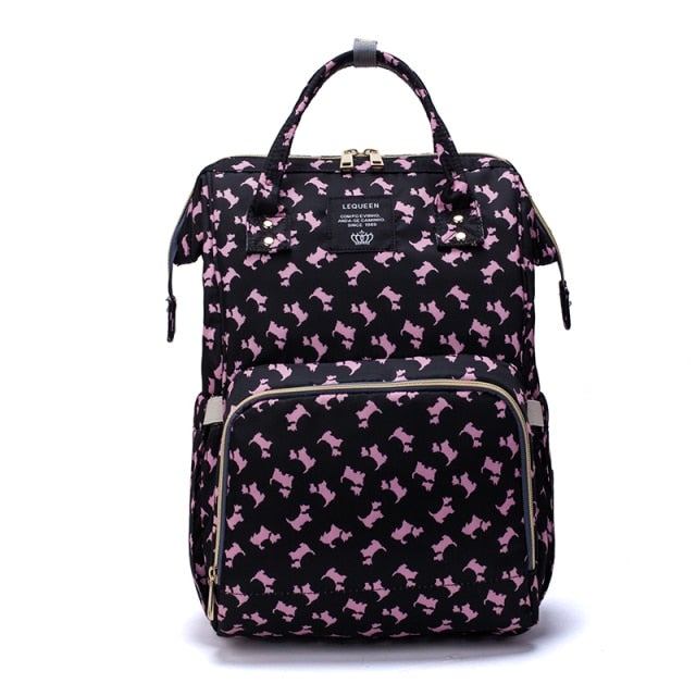 Nappy Bag Backpack Diaper Bags Best Nappy Bags Black and Pink Dogs