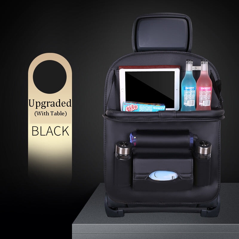PU Leather Waterproof Universal Car Seat Organiser Vehicle Organizers Best Nappy Bags Black Upgraded