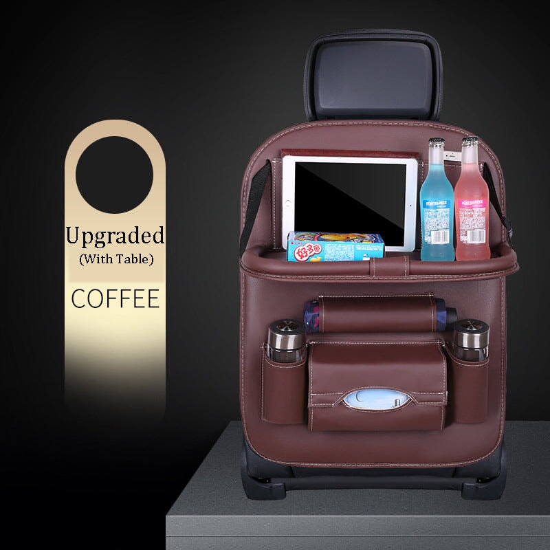 PU Leather Waterproof Universal Car Seat Organiser Vehicle Organizers Best Nappy Bags Coffee Upgraded