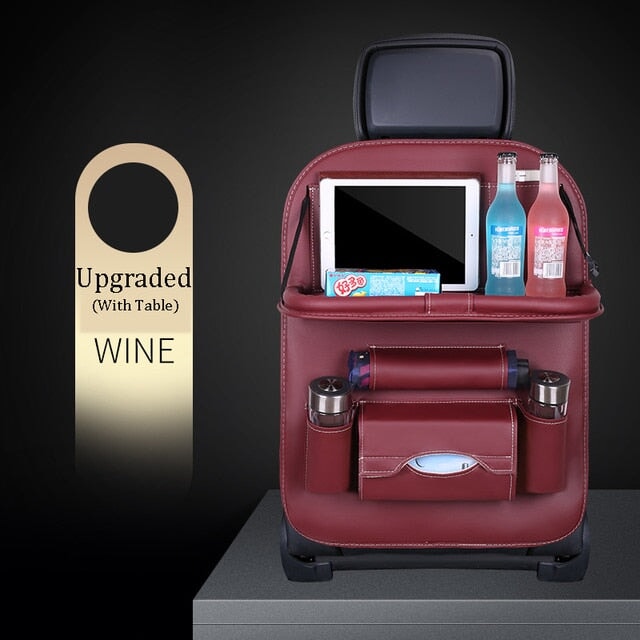 PU Leather Waterproof Universal Car Seat Organiser Vehicle Organizers Best Nappy Bags Wine Upgraded