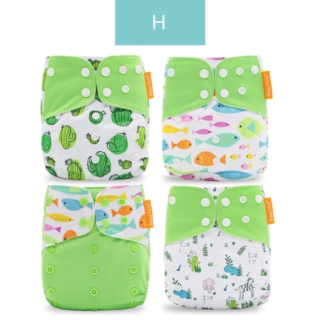 Reusable Cloth Nappies x4 Set Cloth Diaper Best Nappy Bags