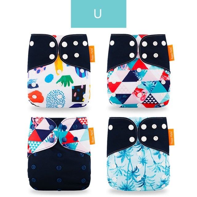 Reusable Cloth Nappies x4 Set Cloth Diaper Best Nappy Bags