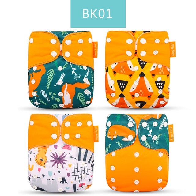 Reusable Cloth Nappies x4 Set Cloth Diaper Best Nappy Bags BK01 x4 Nappy Set