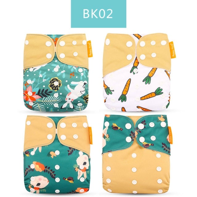 Reusable Cloth Nappies x4 Set Cloth Diaper Best Nappy Bags BK02 x4 Nappy Set