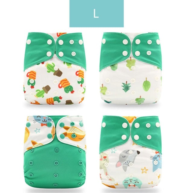 Reusable Cloth Nappies x4 Set Cloth Diaper Best Nappy Bags L x4 Nappy Set
