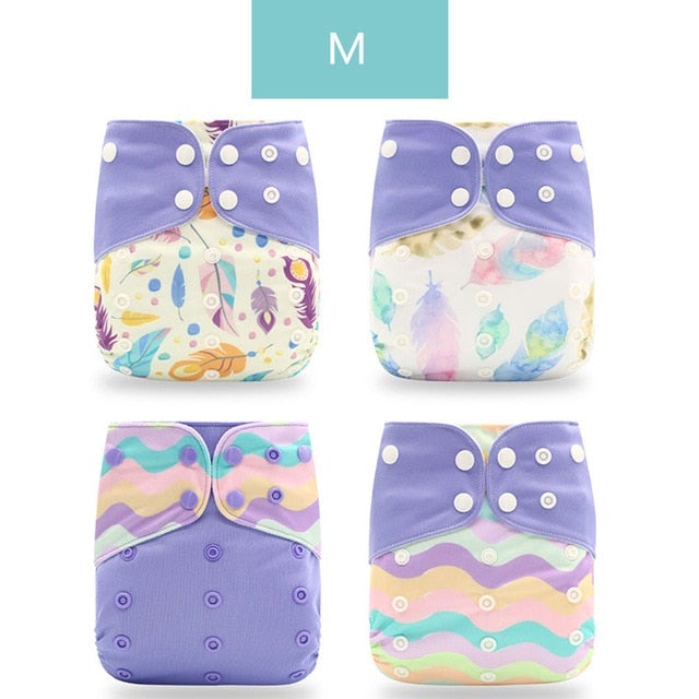 Reusable Cloth Nappies x4 Set Cloth Diaper Best Nappy Bags M x4 Nappy Set