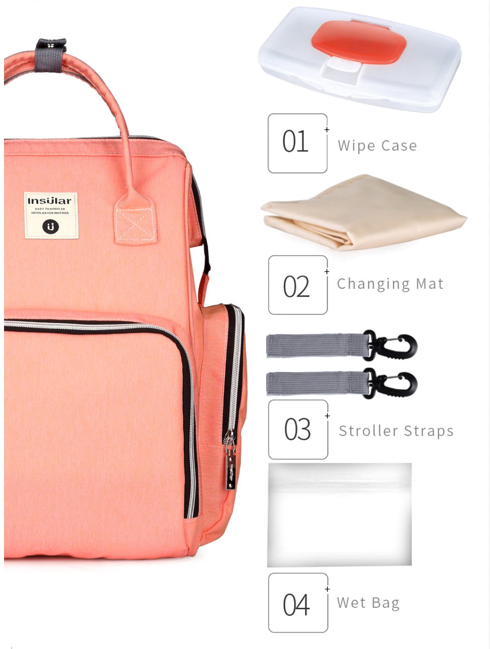 Side Pocket Style Waterproof Nappy Backpack Diaper Bags Best Nappy Bags