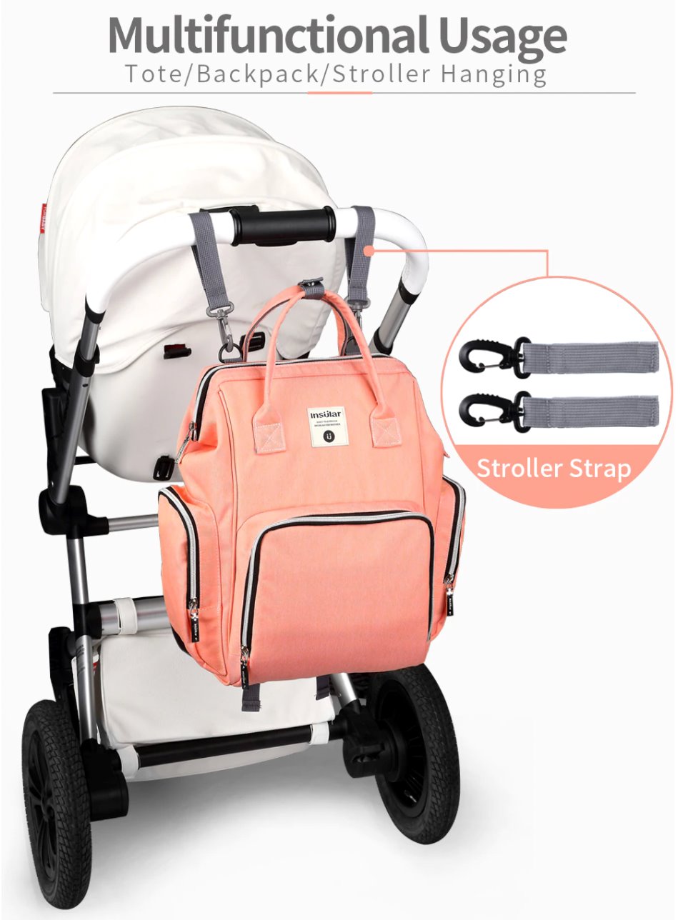 Side Pocket Style Waterproof Nappy Backpack Diaper Bags Best Nappy Bags