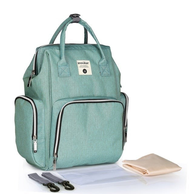 Side Pocket Style Waterproof Nappy Backpack Diaper Bags Best Nappy Bags Green