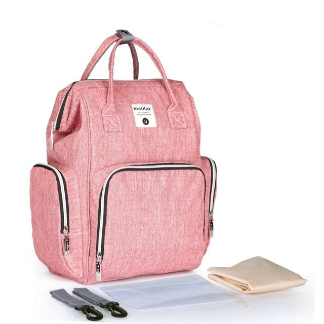 Side Pocket Style Waterproof Nappy Backpack Diaper Bags Best Nappy Bags Pink