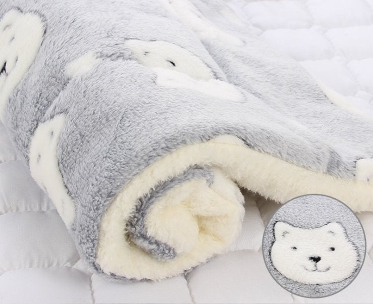 Thick and Soft Baby Blanket Swaddling Blankets Best Nappy Bags Grey With Bear Small