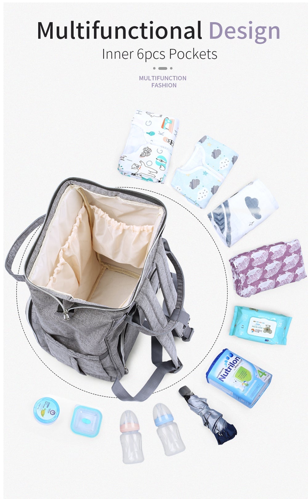 Top Zip Style Waterproof Nappy Backpack Diaper Bags Best Nappy Bags