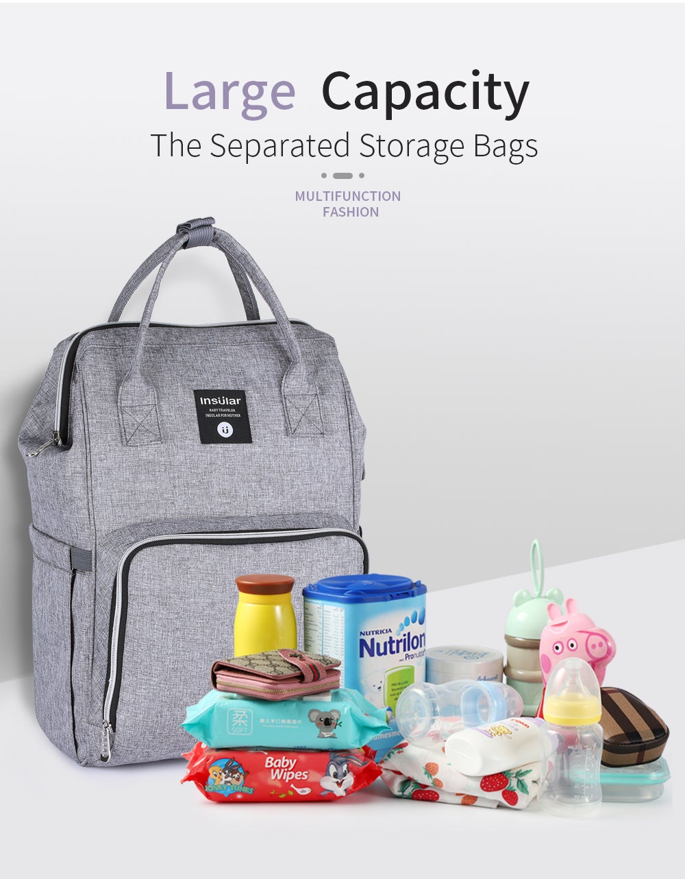 Top Zip Style Waterproof Nappy Backpack Diaper Bags Best Nappy Bags