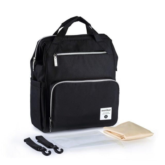 Top Zip Style Waterproof Nappy Backpack Diaper Bags Best Nappy Bags Black