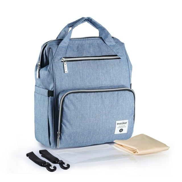 Top Zip Style Waterproof Nappy Backpack Diaper Bags Best Nappy Bags Denim Blue