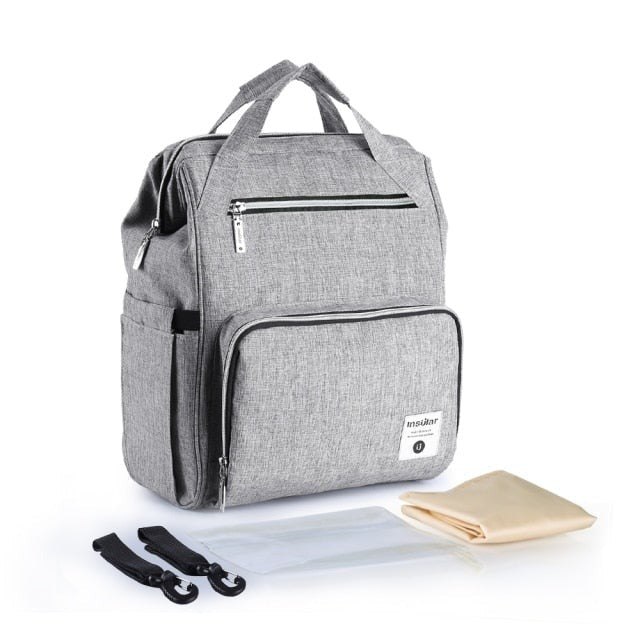Top Zip Style Waterproof Nappy Backpack Diaper Bags Best Nappy Bags Grey
