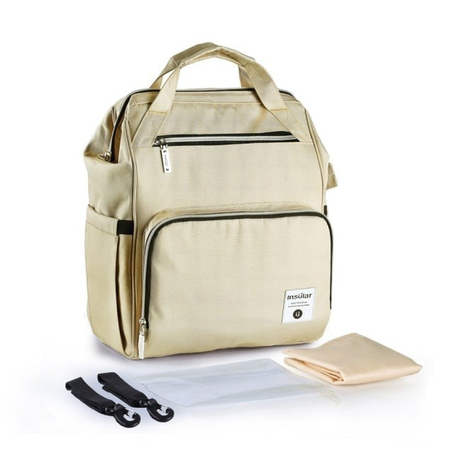 Top Zip Style Waterproof Nappy Backpack Diaper Bags Best Nappy Bags Khaki