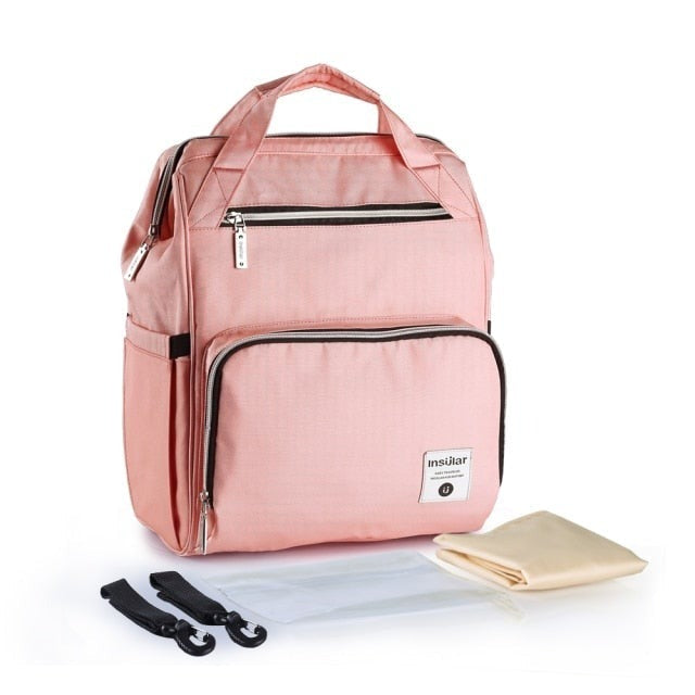 Top Zip Style Waterproof Nappy Backpack Diaper Bags Best Nappy Bags Pink