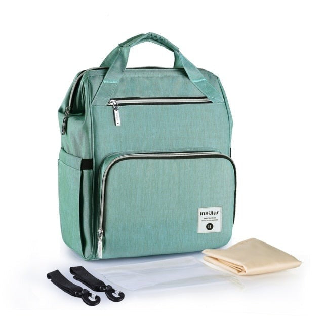 Top Zip Style Waterproof Nappy Backpack Diaper Bags Best Nappy Bags Turquoise