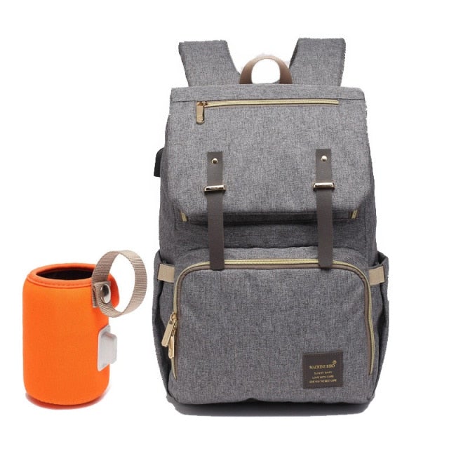 Waterproof Nappy Bag Backpack With Bottle Warmer! Diaper Bags Best Nappy Bags Grey