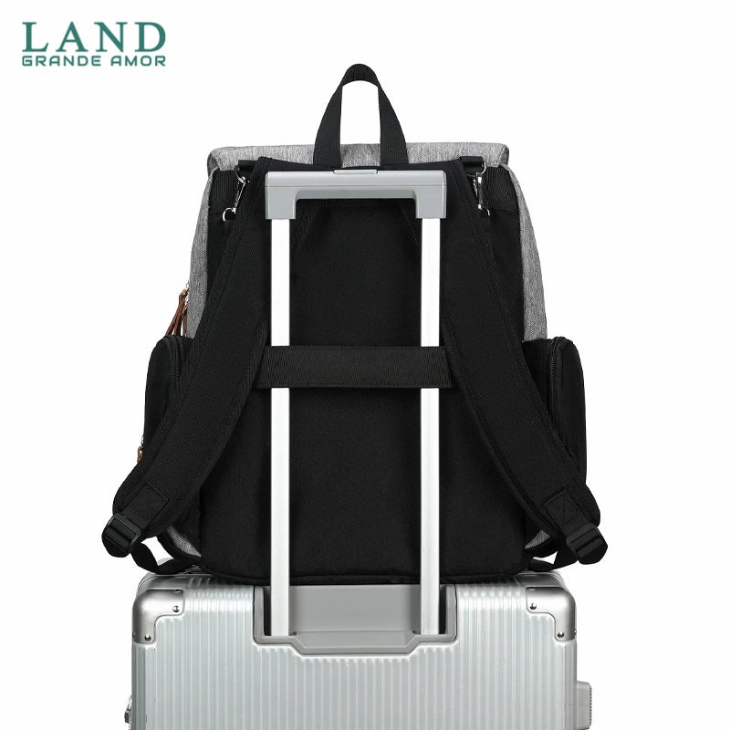 Original LAND Mommy Diaper Bags Mother Large Capacity Travel Nappy Backpacks with changing mat Baby Nursing Bags Real Leather Home LAND Official Store 