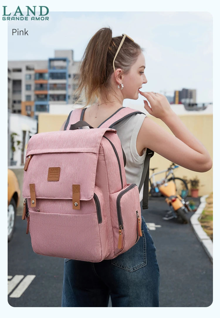 Original LAND Mommy Diaper Bags Mother Large Capacity Travel Nappy Backpacks with changing mat Baby Nursing Bags Real Leather Home LAND Official Store 