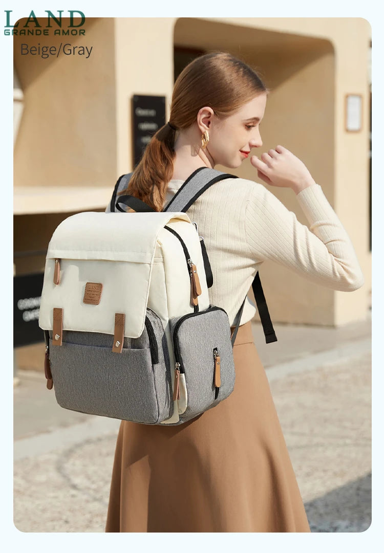 Original LAND Mommy Diaper Bags Mother Large Capacity Travel Nappy Backpacks with changing mat Baby Nursing Bags Real Leather Home LAND Official Store 