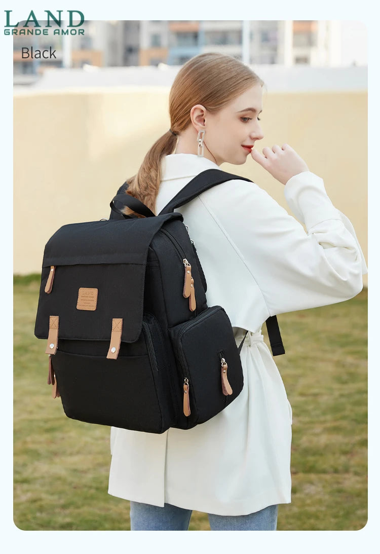 Original LAND Mommy Diaper Bags Mother Large Capacity Travel Nappy Backpacks with changing mat Baby Nursing Bags Real Leather Home LAND Official Store 