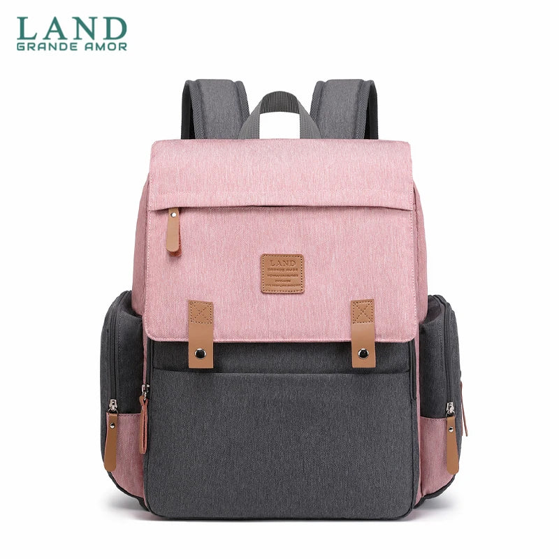 Original LAND Mommy Diaper Bags Mother Large Capacity Travel Nappy Backpacks with changing mat Baby Nursing Bags Real Leather Home LAND Official Store 