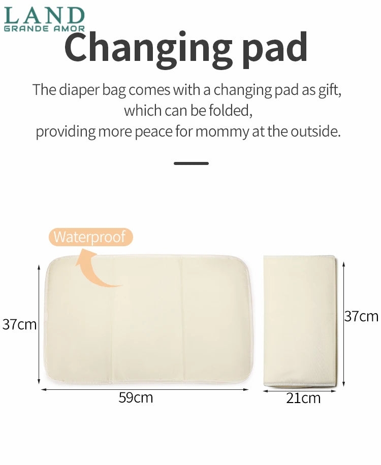 Original LAND Mommy Diaper Bags Mother Large Capacity Travel Nappy Backpacks with changing mat Baby Nursing Bags Real Leather Home LAND Official Store 