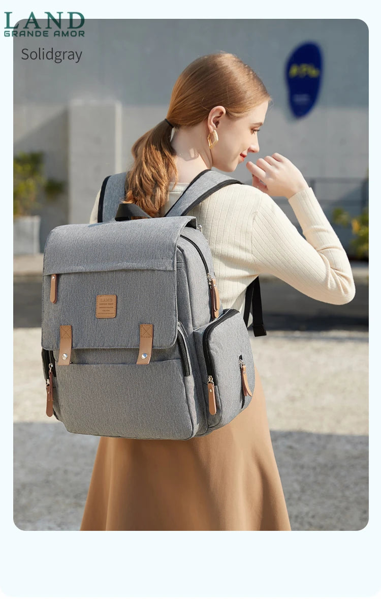Original LAND Mommy Diaper Bags Mother Large Capacity Travel Nappy Backpacks with changing mat Baby Nursing Bags Real Leather Home LAND Official Store 