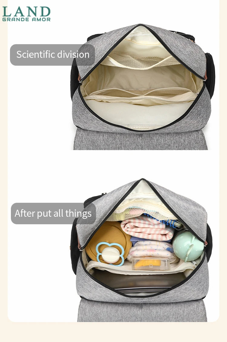 Original LAND Mommy Diaper Bags Mother Large Capacity Travel Nappy Backpacks with changing mat Baby Nursing Bags Real Leather Home LAND Official Store 