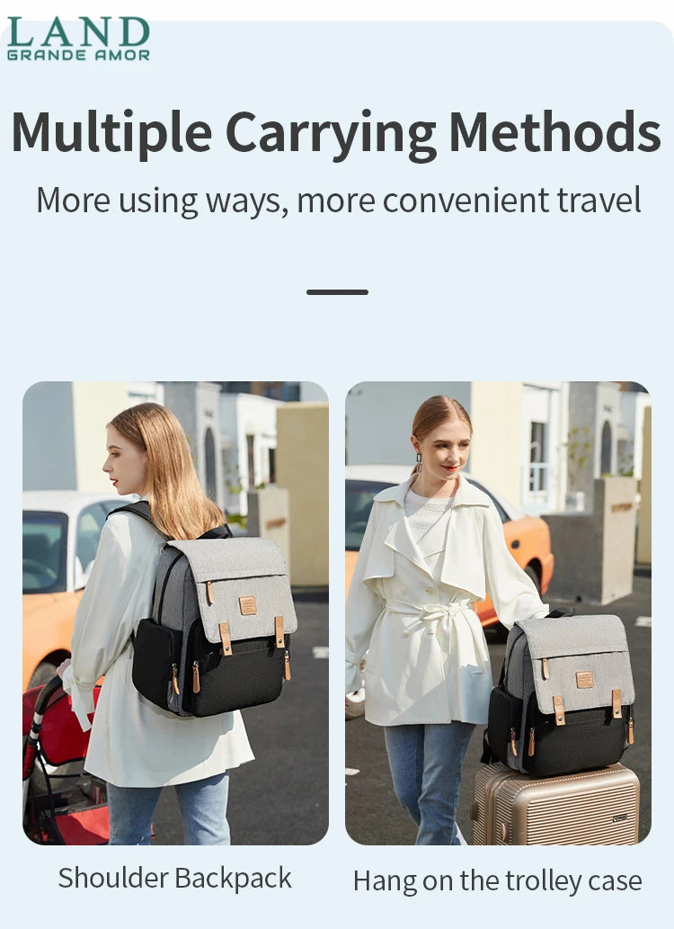 Original LAND Mommy Diaper Bags Mother Large Capacity Travel Nappy Backpacks with changing mat Baby Nursing Bags Real Leather Home LAND Official Store 