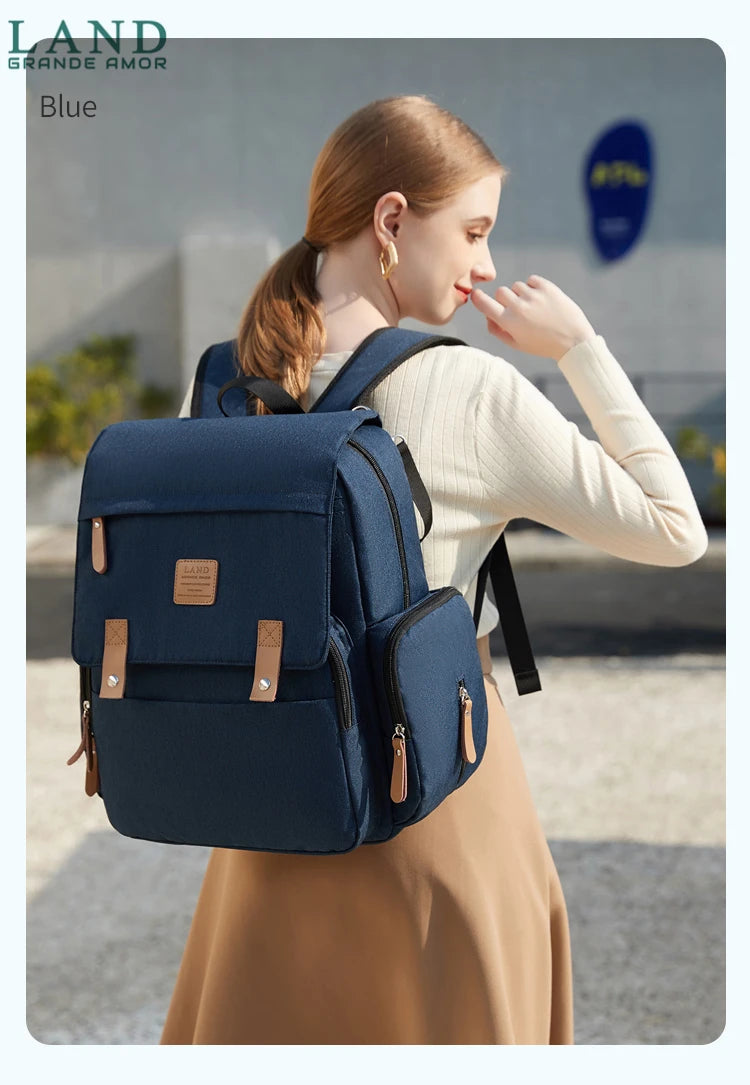 Original LAND Mommy Diaper Bags Mother Large Capacity Travel Nappy Backpacks with changing mat Baby Nursing Bags Real Leather Home LAND Official Store 