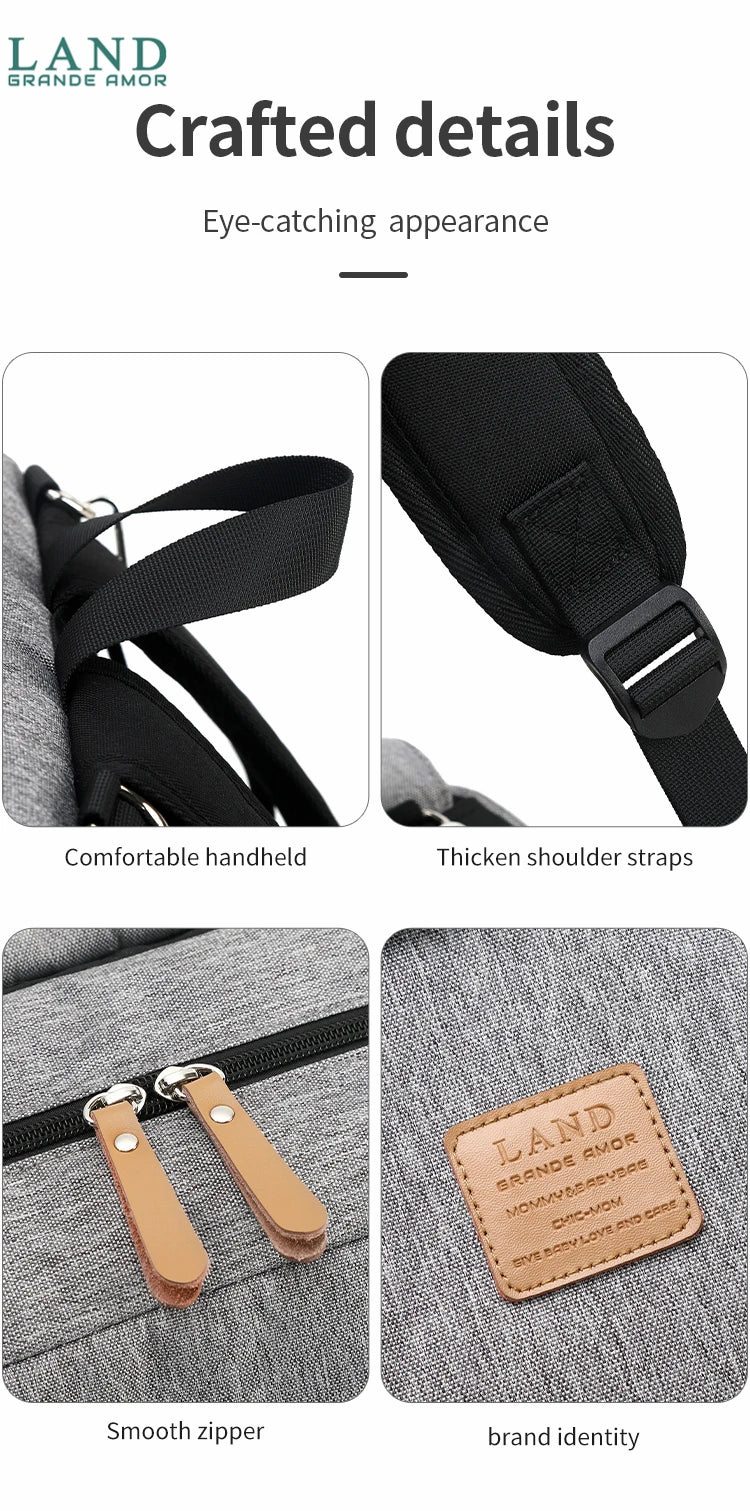 Original LAND Mommy Diaper Bags Mother Large Capacity Travel Nappy Backpacks with changing mat Baby Nursing Bags Real Leather Home LAND Official Store 