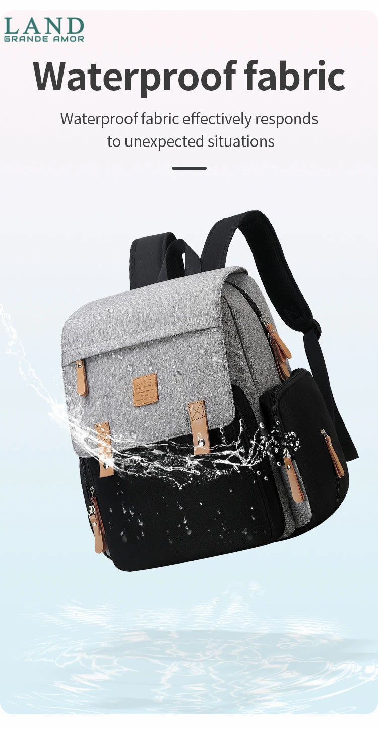 Original LAND Mommy Diaper Bags Mother Large Capacity Travel Nappy Backpacks with changing mat Baby Nursing Bags Real Leather Home LAND Official Store 