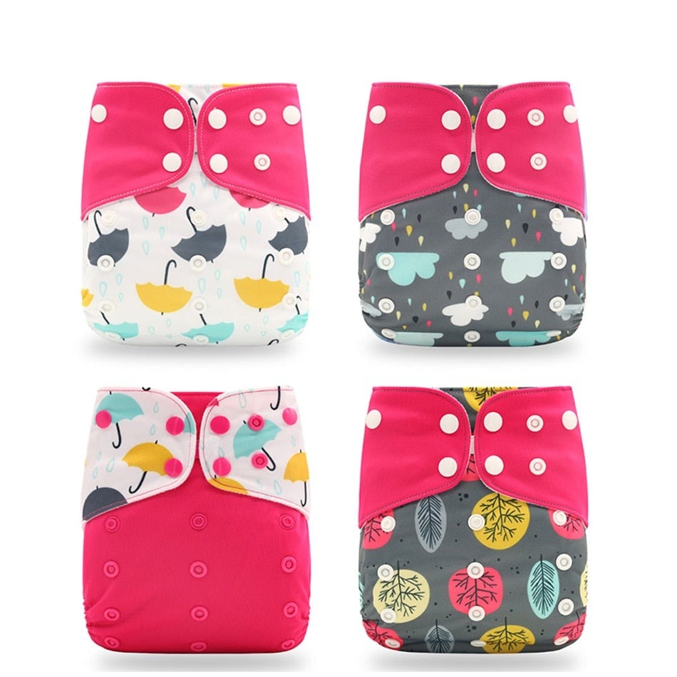 Reusable Cloth Nappies x4 Set Cloth Diaper Best Nappy Bags 