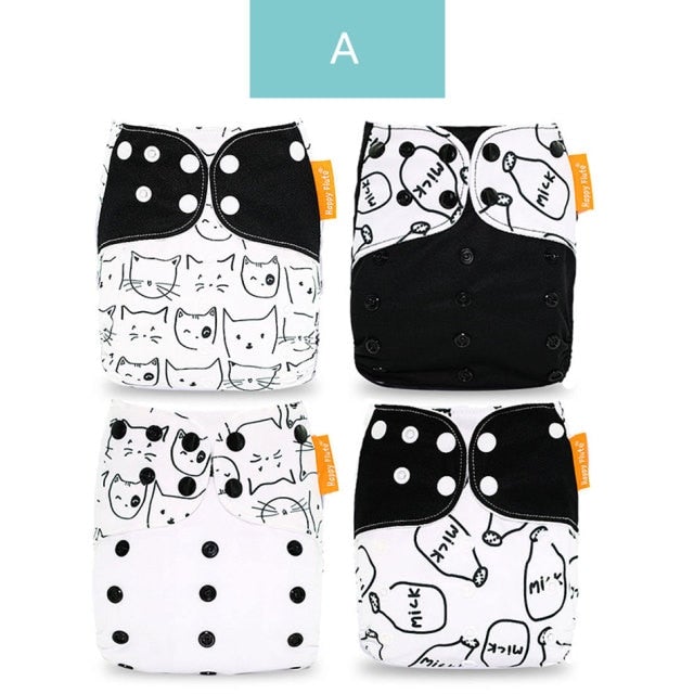 Reusable Cloth Nappies x4 Set Cloth Diaper Best Nappy Bags A x4 Nappy Set 