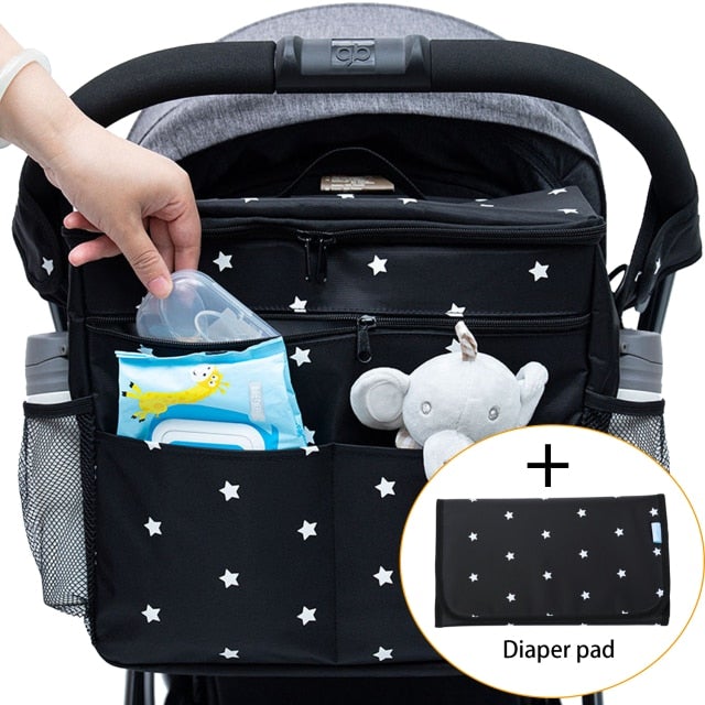 Stroller &amp; Pram Nappy Bag Diaper Bags Best Nappy Bags Black + Changing Mat 